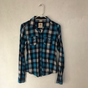 Hollister Blue Plaid Button Up